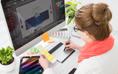 Graphic designer at work. Color samples. Graphic designer at work. Color swatch samples.